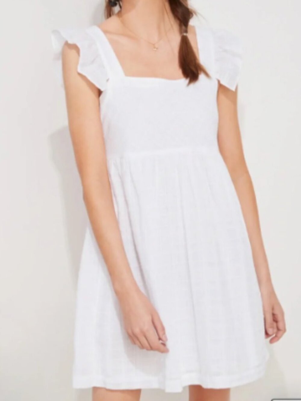 Vineyard Vines White Ruffle-Sleeve Cotton Sundress
